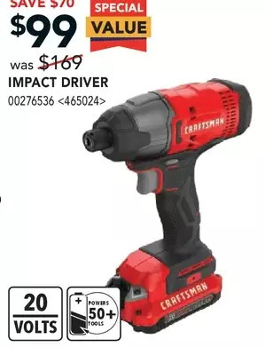 Lowe's Craftsman impact driver offer