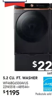 Lowe's Samsung 5.2 cu. ft. washer offer