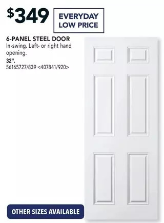 Lowe's 6-panel steel door offer