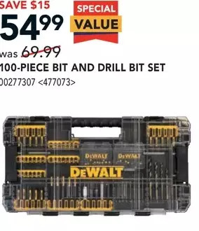 Lowe's Dewalt 100-piece bit and drill bit set offer