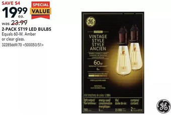 Lowe's Ge 2-pack st19 led bulbs offer