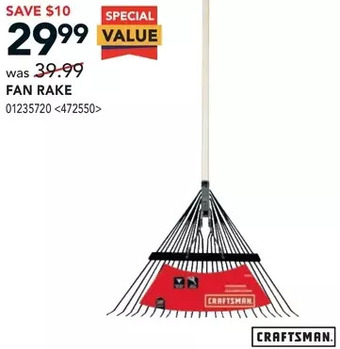 Lowe's Craftsman fan rake offer