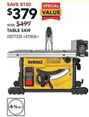 Lowe's Dewalt table saw offer