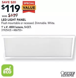 Lowe's Feit electric led light panel offer