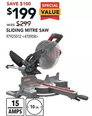 Lowe's Craftsman sliding mitre saw offer