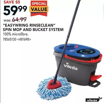 Lowe's Vileda easywring rinseclean spin mop and bucket system offer