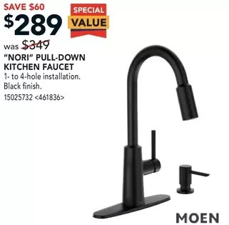 Lowe's Moen nori pull-down kitchen faucet offer