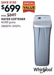 Lowe's Whirlpool water softener offer
