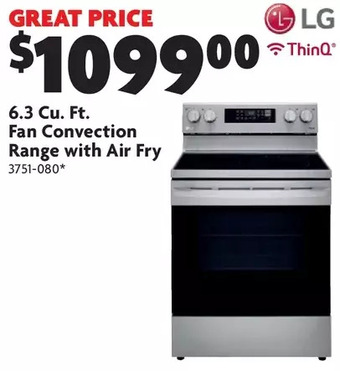 Home Hardware 6.3 cu. ft. fan convection range with air fry offer