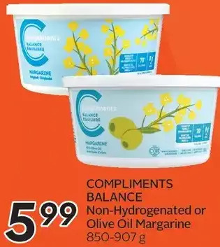 Sobeys Compliments balance non-hydrogenated or olive oil margarine offer