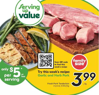 Sobeys Fresh pork tenderloin offer