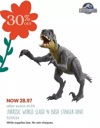 Toys R us Jurassic world camp cretaceous slash 'n battle scorpios rex dinosaur figure offer