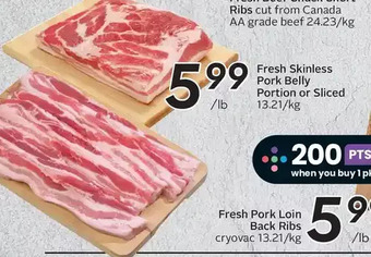Sobeys Fresh skinless pork belly portion or sliced offer