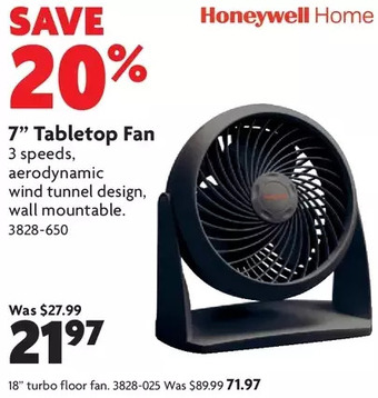 Home Hardware 7 tabletop fan | 18 turbo floor fan offer