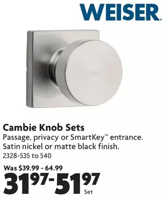 Home Hardware Cambie knob sets offer