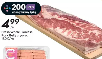 Sobeys Fresh whole skinless pork belly offer
