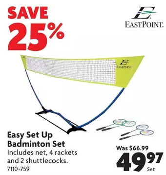 Home Hardware Easy set up badminton set offer