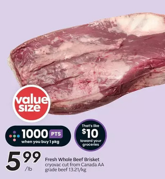 Sobeys Fresh whole beef brisket offer