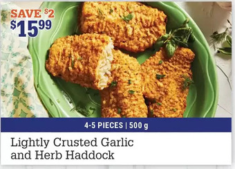 M & M Food Market Lightly crusted garlic and herb haddock offer