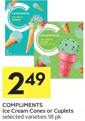 Foodland Compliments ice cream cones or cuplets offer