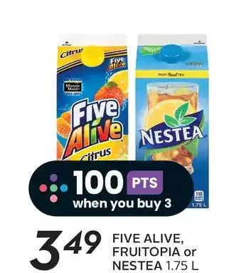 Sobeys Five alive, fruitopia or nestea offer