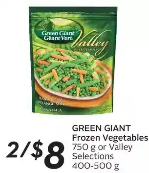 Sobeys Green giant frozen vegetables or valley selections offer