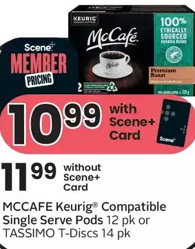 Sobeys Mccafe keurig compatible single serve pods offer