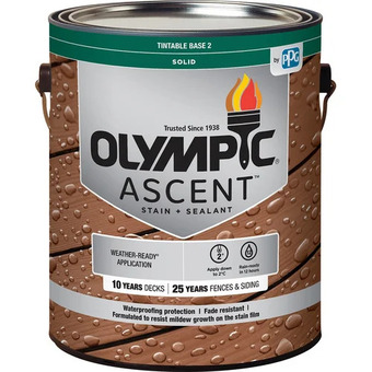 Home Depot Olympic ascent solid colour base 2 stain + sealer offer