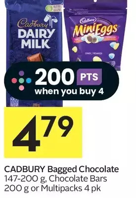 Foodland Cadbury bagged chocolate, chocolate bars or multipacks offer