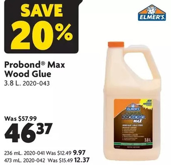 Home Hardware Probond max wood glue offer
