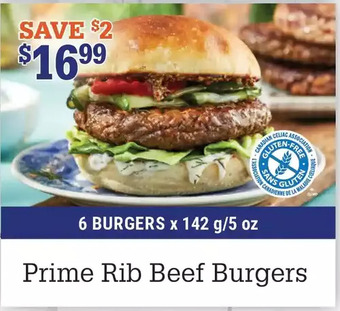M & M Food Market Prime rib beef burgers offer