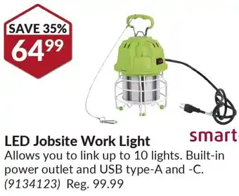 Princess Auto LED Jobsite Work Light Allows you to link up to 10 lights. Built-in power outlet and USB type-A and -C. offer