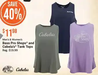 Cabela's Men's & women bass pro shops and cables tank tops offer