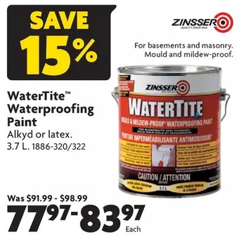 Home Hardware Watertite waterproofing paint offer