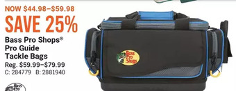 Cabela's Bass pro shops pro guide tackle bags offer