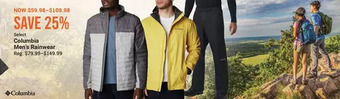 Cabela's Columbia men's rainwear offer