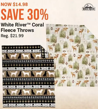Cabela's White river coral fleece throws offer