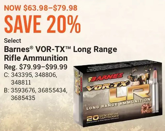 Bass Pro Barnes vor-tx long range rifle ammunition offer