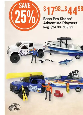 Cabela's Bass pro shops adventure playsets offer