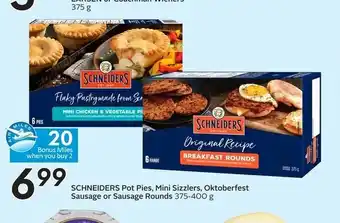 Sobeys Schneiders Pot Pies,Mini Sizzlers offer