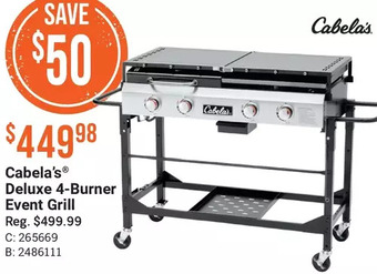 Cabela's Cabela's deluxe 4-burner event grill offer