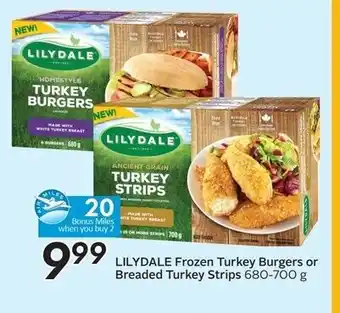 Sobeys Lilydale Frozen Turkey Burgers or Breaded Turkey Strips offer