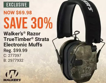 Cabela's Walker's razor truetimber strata electronic muffs offer