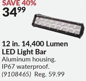 Princess Auto 12 in. 14,400 Lumen LED Light Bar Aluminum housing. IP67 waterproof. offer