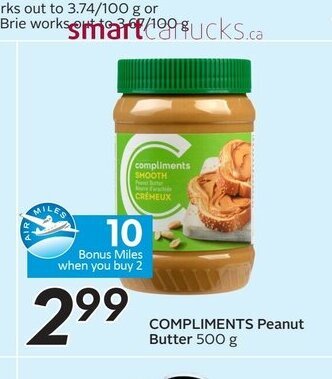 Sobeys Compliments Peanut Butter offer