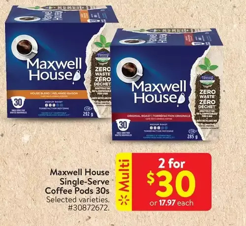 Walmart Maxwell house single-serve coffee pods offer