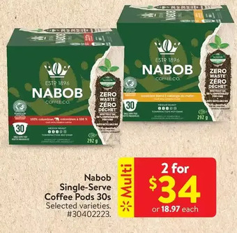Walmart Nabob single-serve coffee pods offer