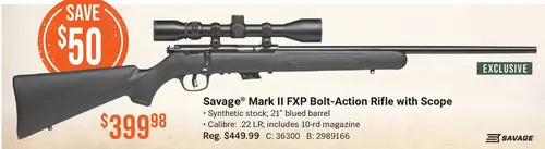 Cabela's Savage mark ii fxp bolt-action rifle with scope offer