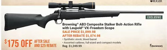 Cabela's Browning ab3 composite stalker bolt-action rifle with leupold vx-freedom scope offer