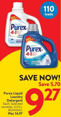 Walmart Purex liquid laundry detergent offer